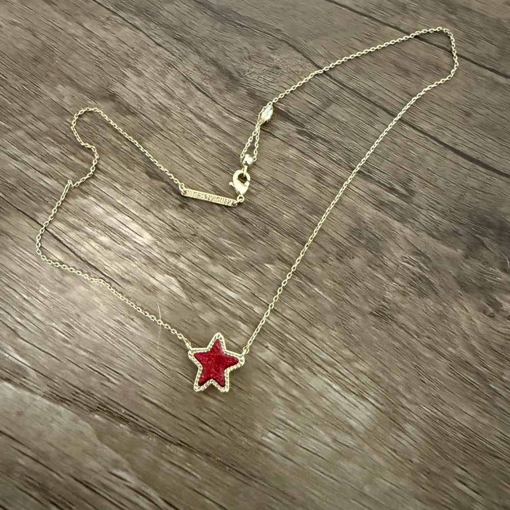Kendra Scott Gold Necklace with Red Star Pendant